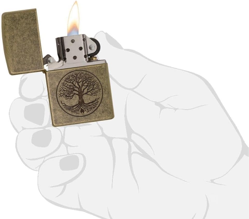 Personalized American Classic Elegant Design Lighter Zippo - Free Engraving - Christmas, Halloween & Valentines Day Gift (Tree)