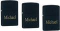 Personalized Set of 3 Black Matte Zippo Lighters with Free Engraving