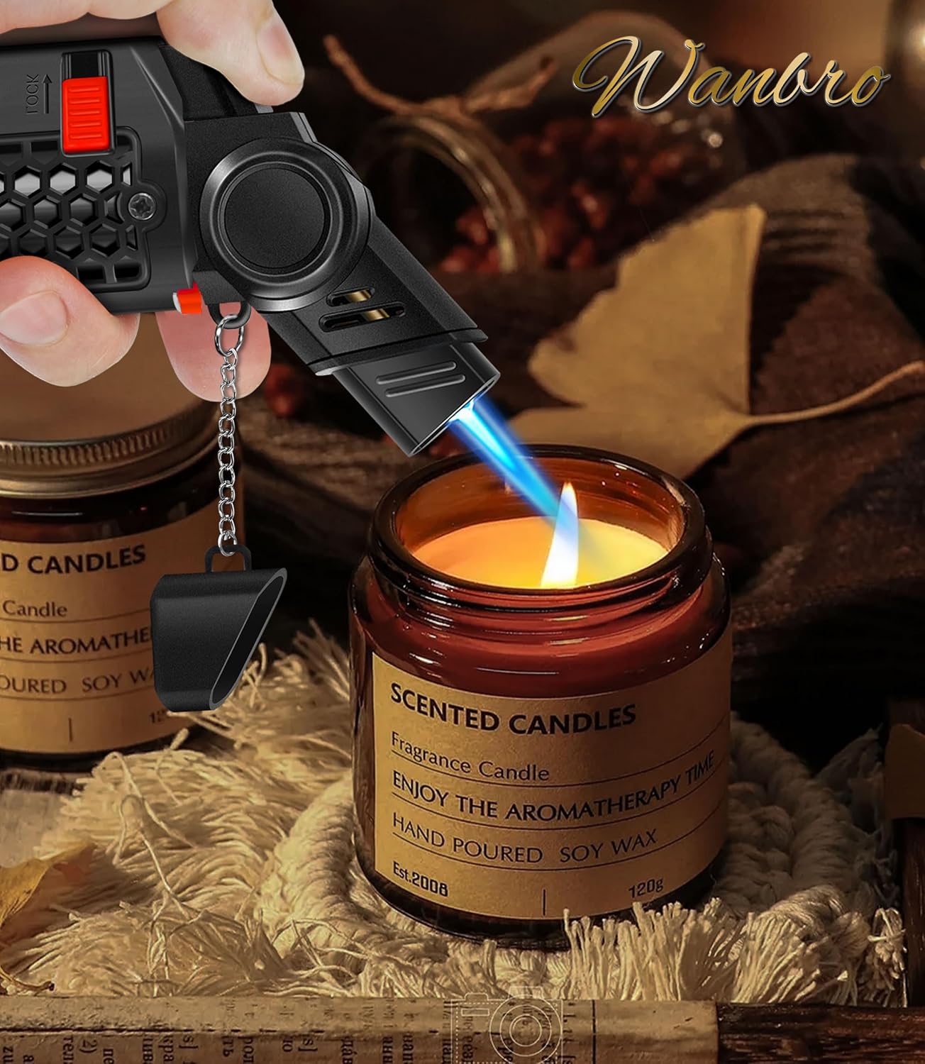 4 Pack of Torch Lighter, 30° & 45° Rotatable Windproof Jet Flame, with Safety Lock, Butane Gas Refillable Mini Jet Torch Lighters for Candle, Grill, Firework (NO Gas)